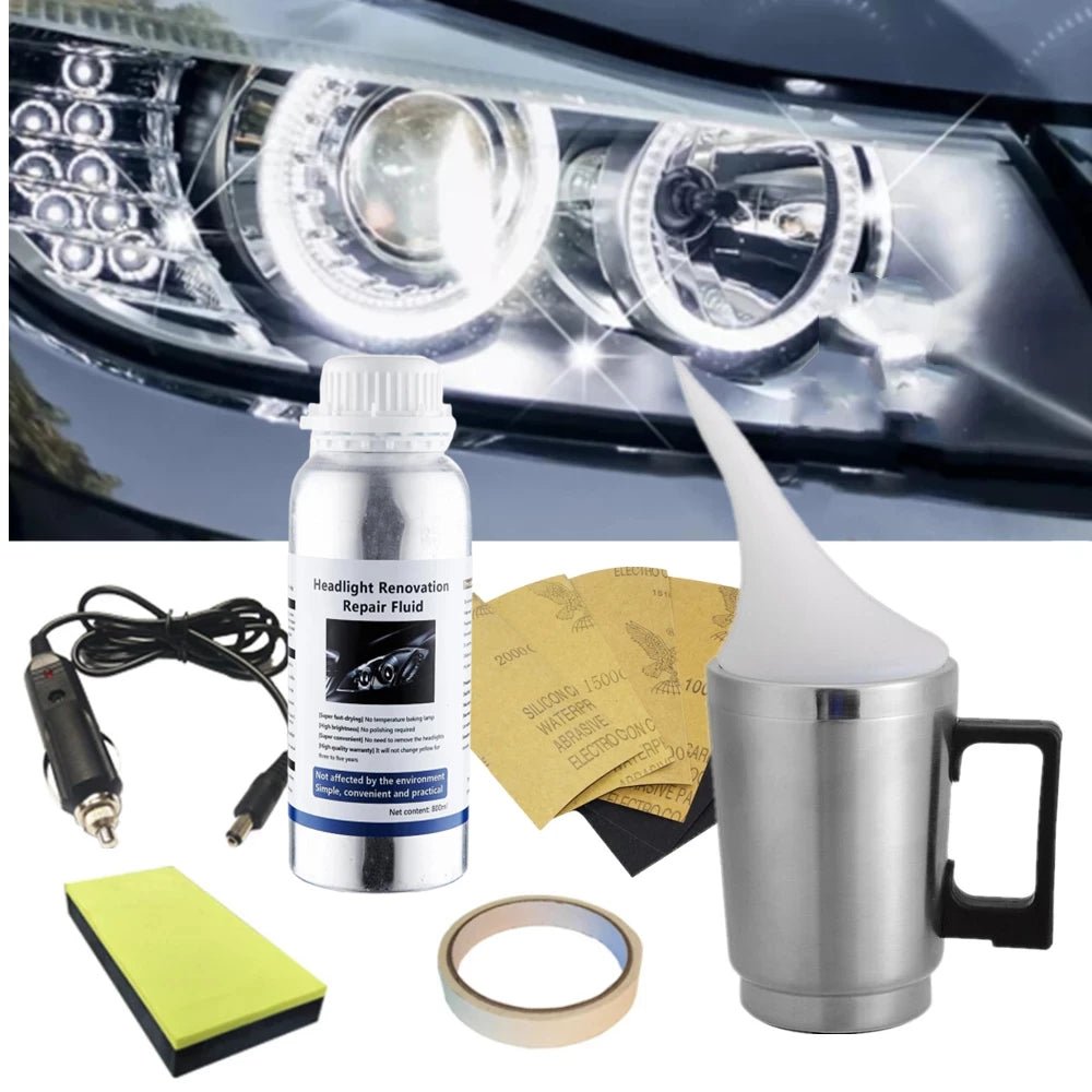 Headlight Polishing Set Auto Headlight Renovator Light Restoration Clean Car 300ml Polish Spotlights Headlights Renovation Kit - silverfoxgoods